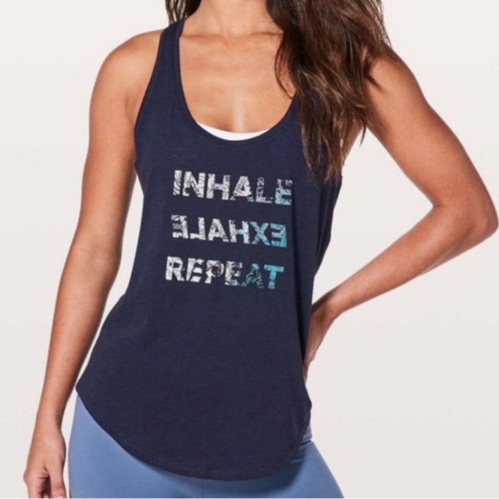 Lululemon Love Graphic Tank Navy Blue (Inhale Exhale Repeat)